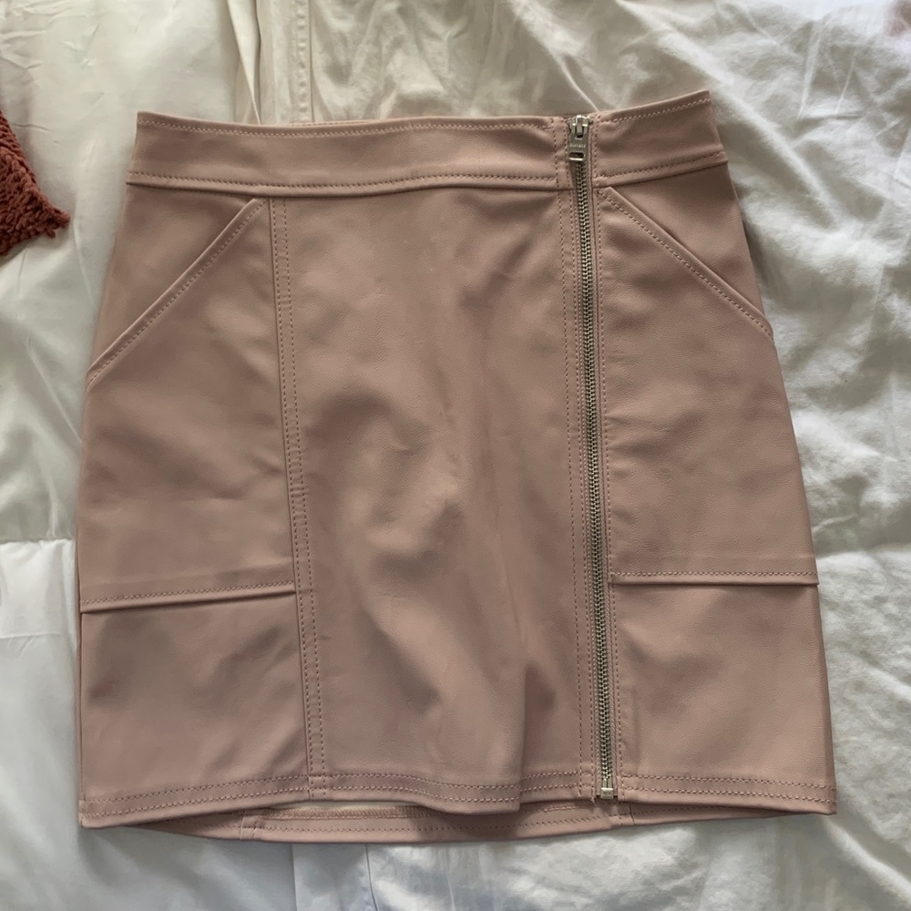 Pink faux leather miniskirt